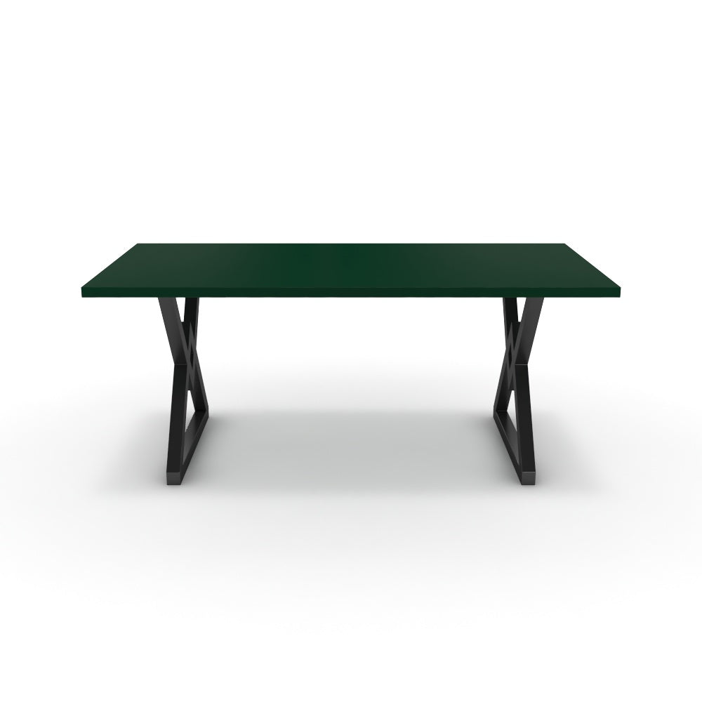 Étkezőasztal - Uttama fekete lábbal - Forest zöld, méret: 180x90