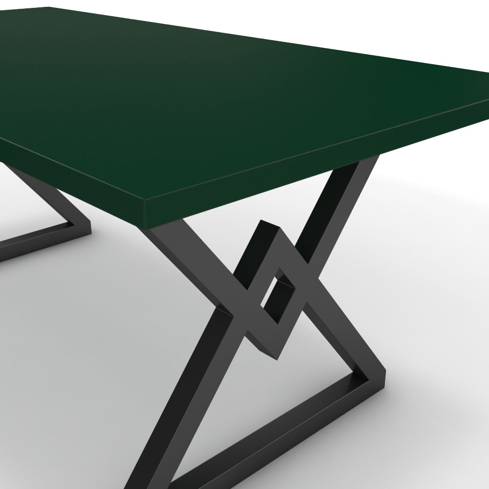 Étkezőasztal - Uttama fekete lábbal - Forest zöld, méret: 180x90