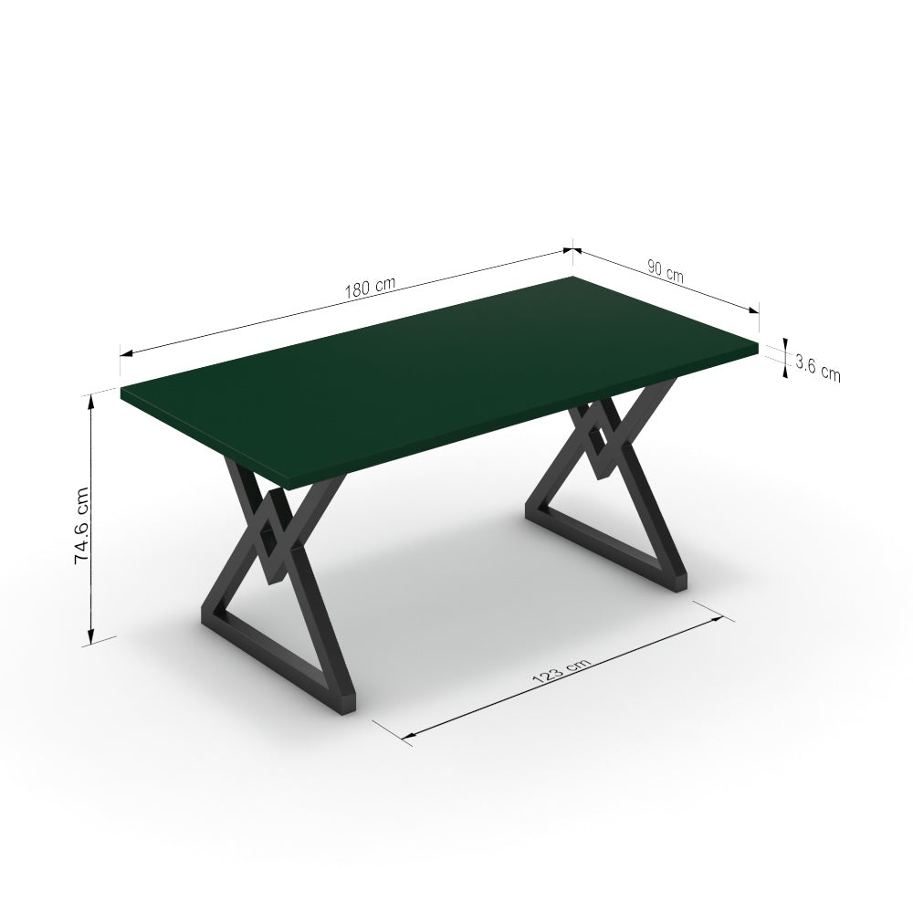 Étkezőasztal - Uttama fekete lábbal - Forest zöld, méret: 180x90