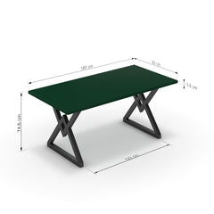 Étkezőasztal - Uttama fekete lábbal - Forest zöld, méret: 180x90