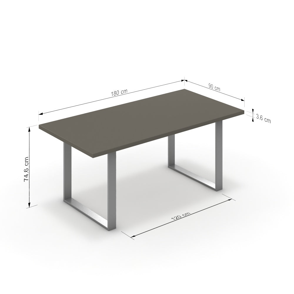 Étkezőasztal - Antara festett ezüst lábbal - Fosszil szürke, méret: 180x90