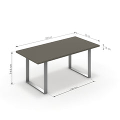 Étkezőasztal - Antara festett ezüst lábbal - Fosszil szürke, méret: 180x90