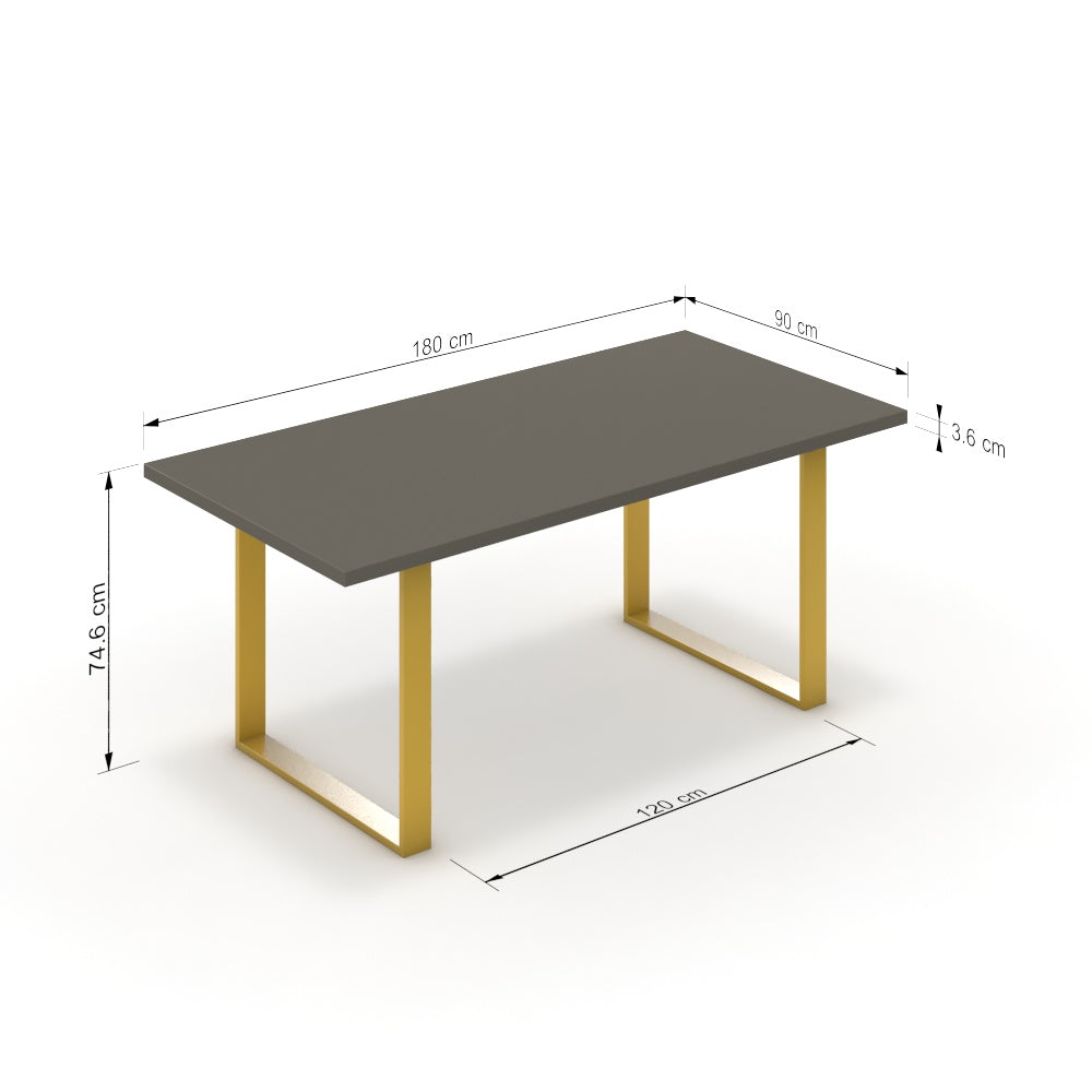 Étkezőasztal - Antara festett arany lábbal - Fosszil szürke, méret: 180x90