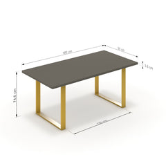 Étkezőasztal - Antara festett arany lábbal - Fosszil szürke, méret: 180x90