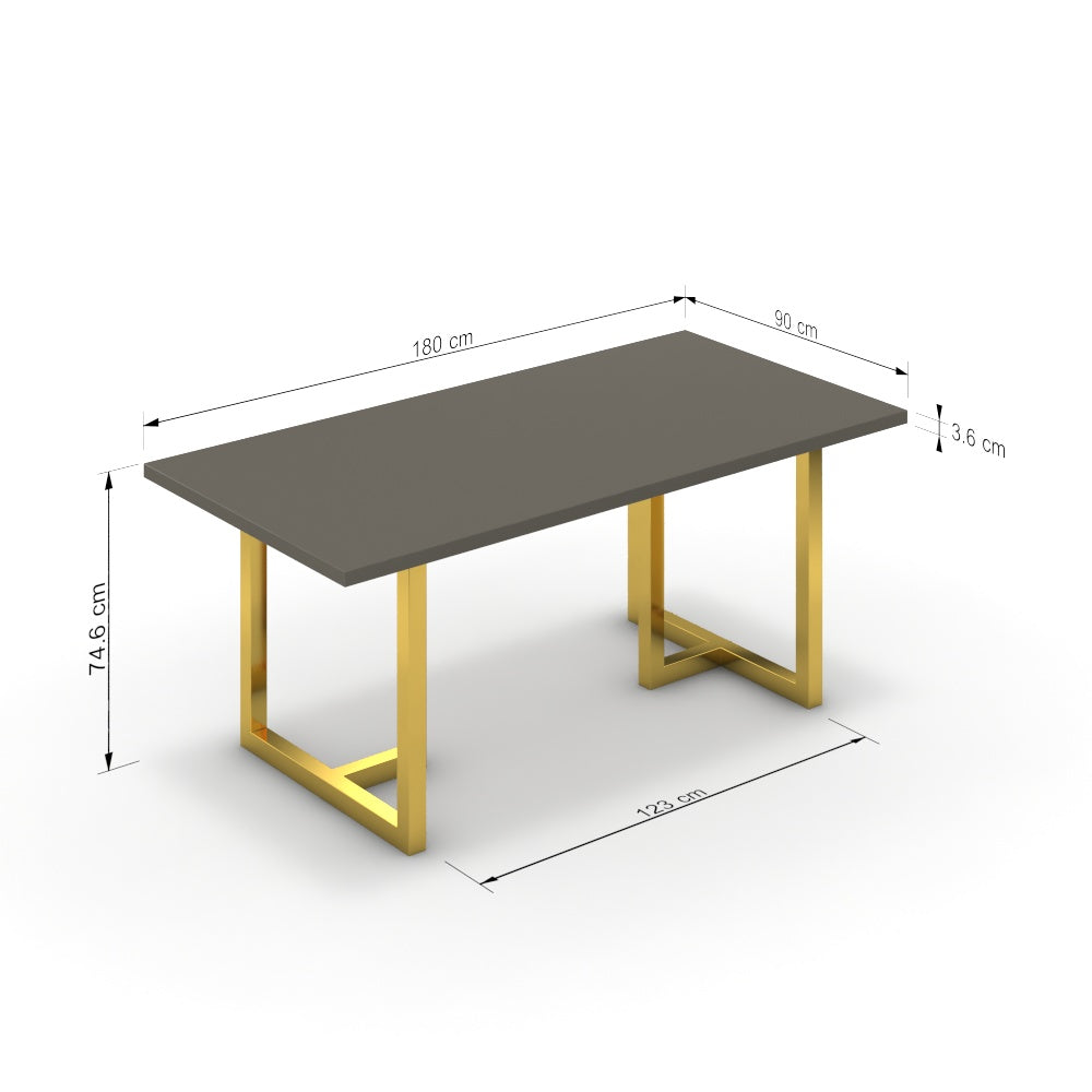 Étkezőasztal - Asara arany lábbal - Fosszil szürke, méret: 180x90