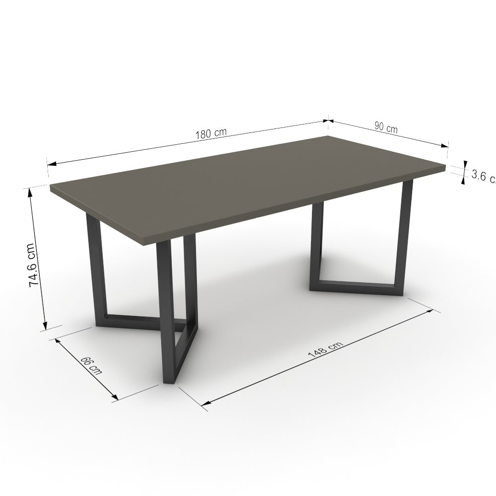 Étkezőasztal - Indra fekete lábbal - Fosszil szürke, méret: 180x90