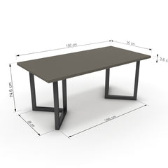 Étkezőasztal - Indra fekete lábbal - Fosszil szürke, méret: 180x90