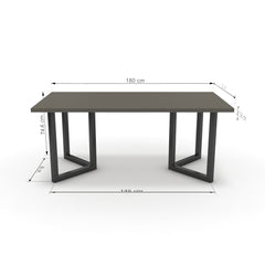 Étkezőasztal - Indra fekete lábbal - Fosszil szürke, méret: 180x90