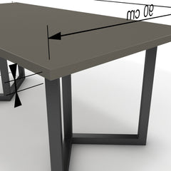 Étkezőasztal - Indra fekete lábbal - Fosszil szürke, méret: 180x90