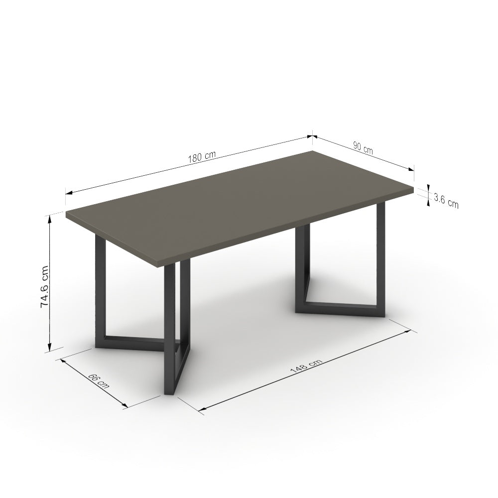 Étkezőasztal - Indra fekete lábbal - Fosszil szürke, méret: 180x90