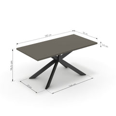 Étkezőasztal - Jama fekete lábbal - Fosszil szürke, méret: 180x90