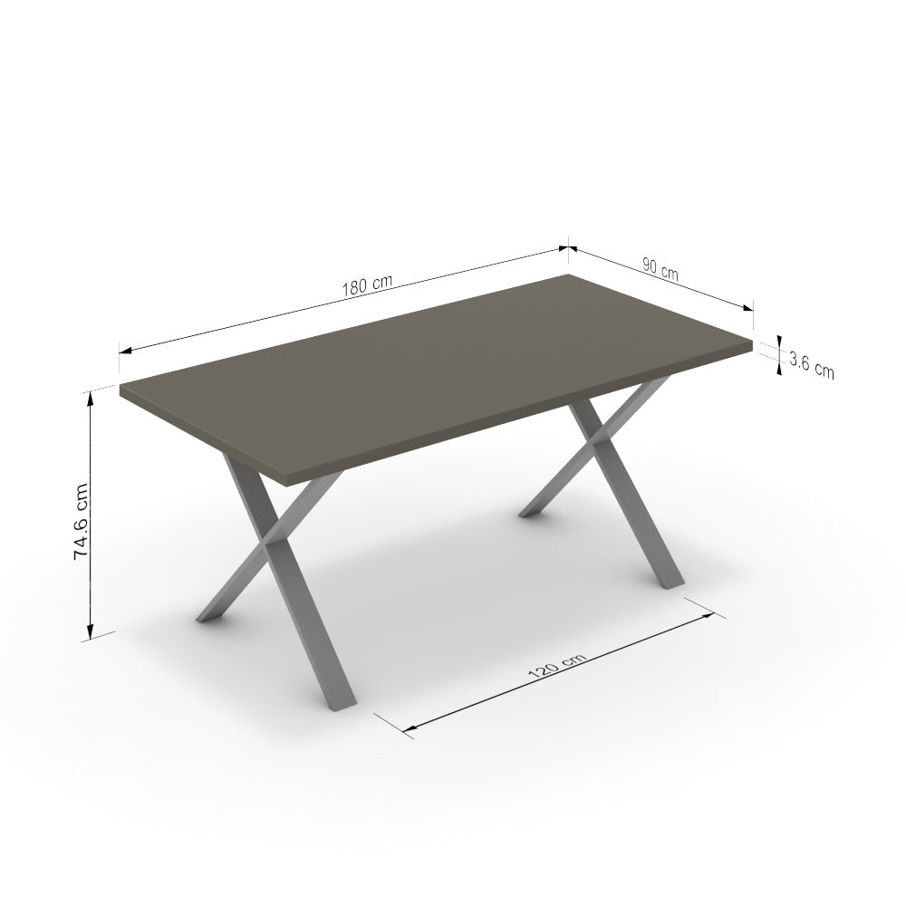 Étkezőasztal - Préma festett ezüst lábbal - Fosszil szürke, méret: 180x90