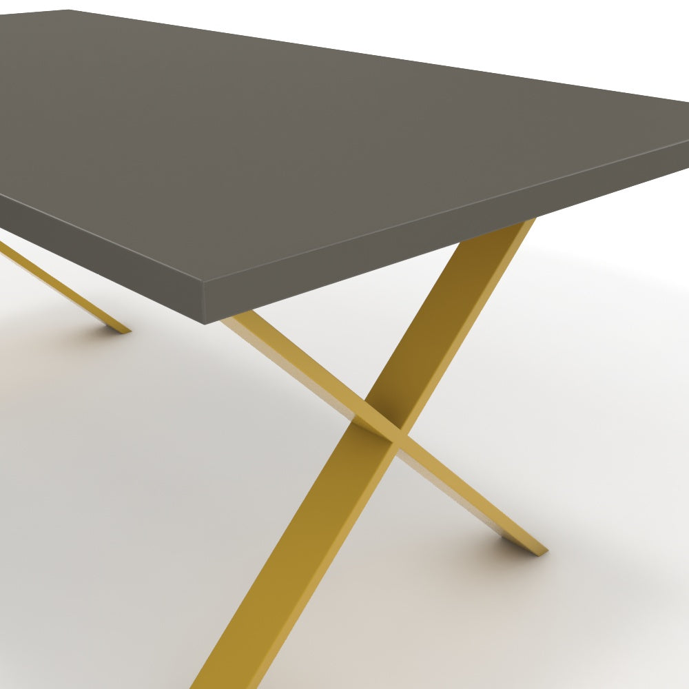 Étkezőasztal - Préma festett arany lábbal - Fosszil szürke, méret: 180x90