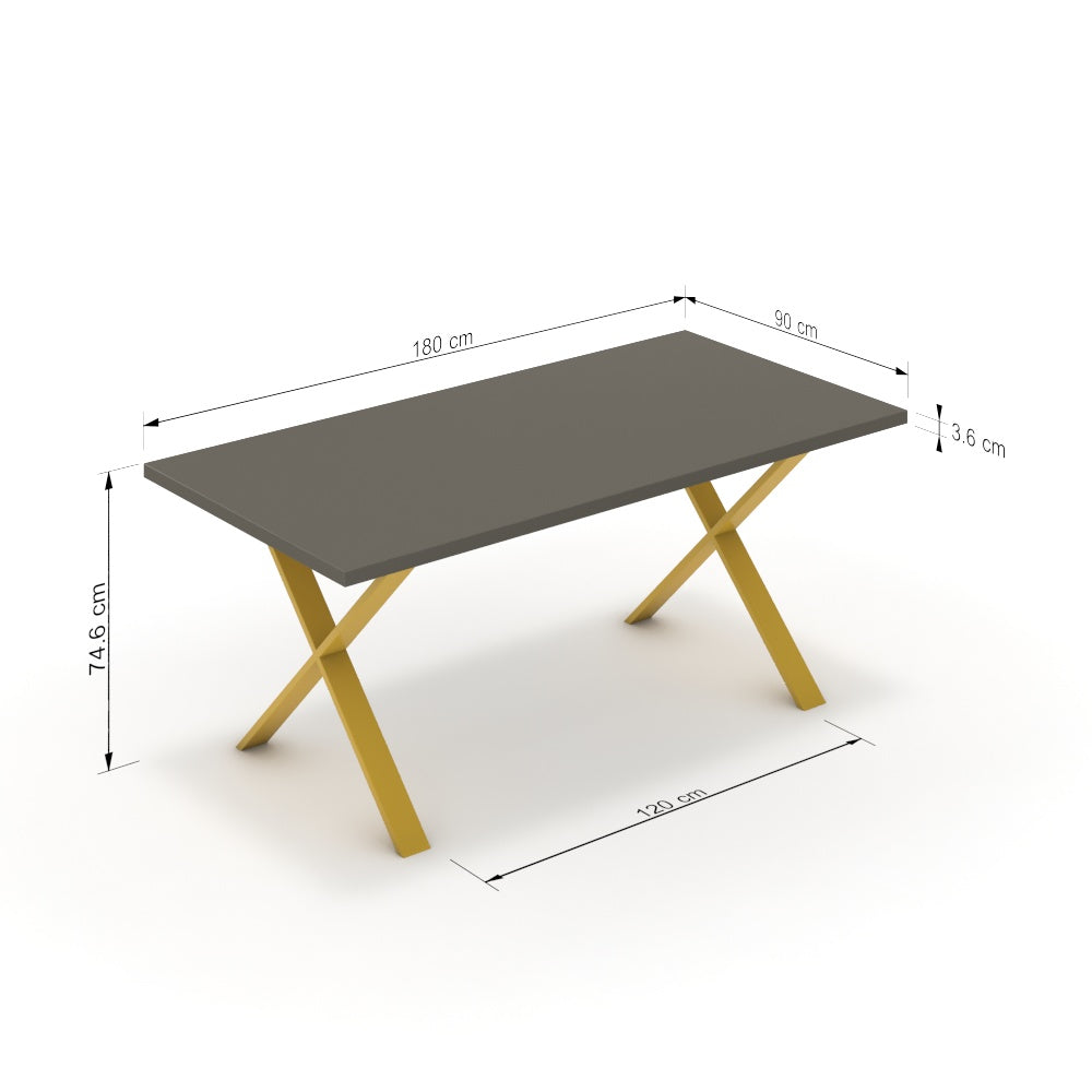 Étkezőasztal - Préma festett arany lábbal - Fosszil szürke, méret: 180x90