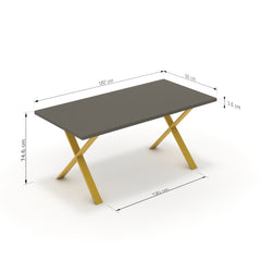 Étkezőasztal - Préma festett arany lábbal - Fosszil szürke, méret: 180x90