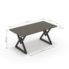 Étkezőasztal - Uttama fekete lábbal - Fosszil szürke, méret: 180x90