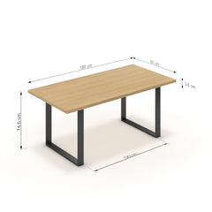 Étkezőasztal - Antara fekete lábbal - Vicenza tölgy, méret: 180x90