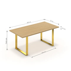 Étkezőasztal - Antara arany lábbal - Vicenza tölgy, méret: 180x90