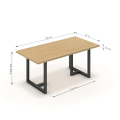 Étkezőasztal - Asara fekete lábbal - Vicenza tölgy, méret: 180x90