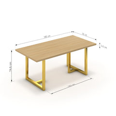 Étkezőasztal - Asara arany lábbal - Vicenza tölgy, méret: 180x90