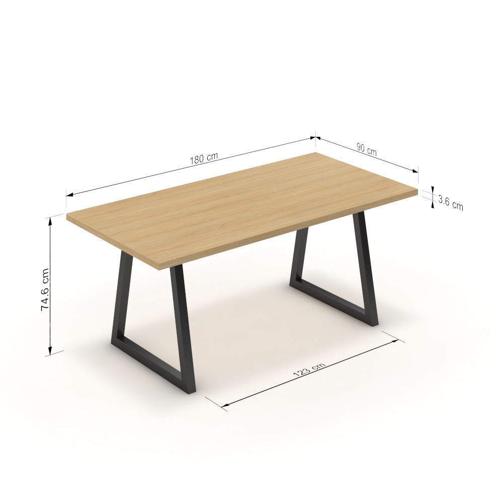 Étkezőasztal - Bala fekete lábbal - Vicenza tölgy, méret: 180x90