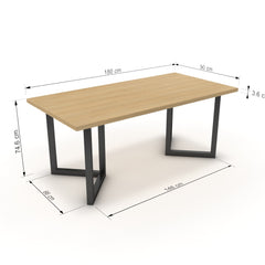 Étkezőasztal - Indra fekete lábbal - Vicenza tölgy, méret: 180x90