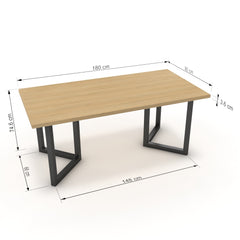 Étkezőasztal - Indra fekete lábbal - Vicenza tölgy, méret: 180x90