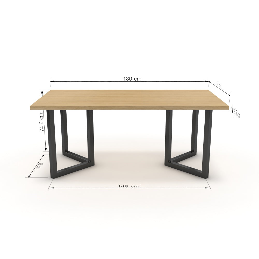 Étkezőasztal - Indra fekete lábbal - Vicenza tölgy, méret: 180x90