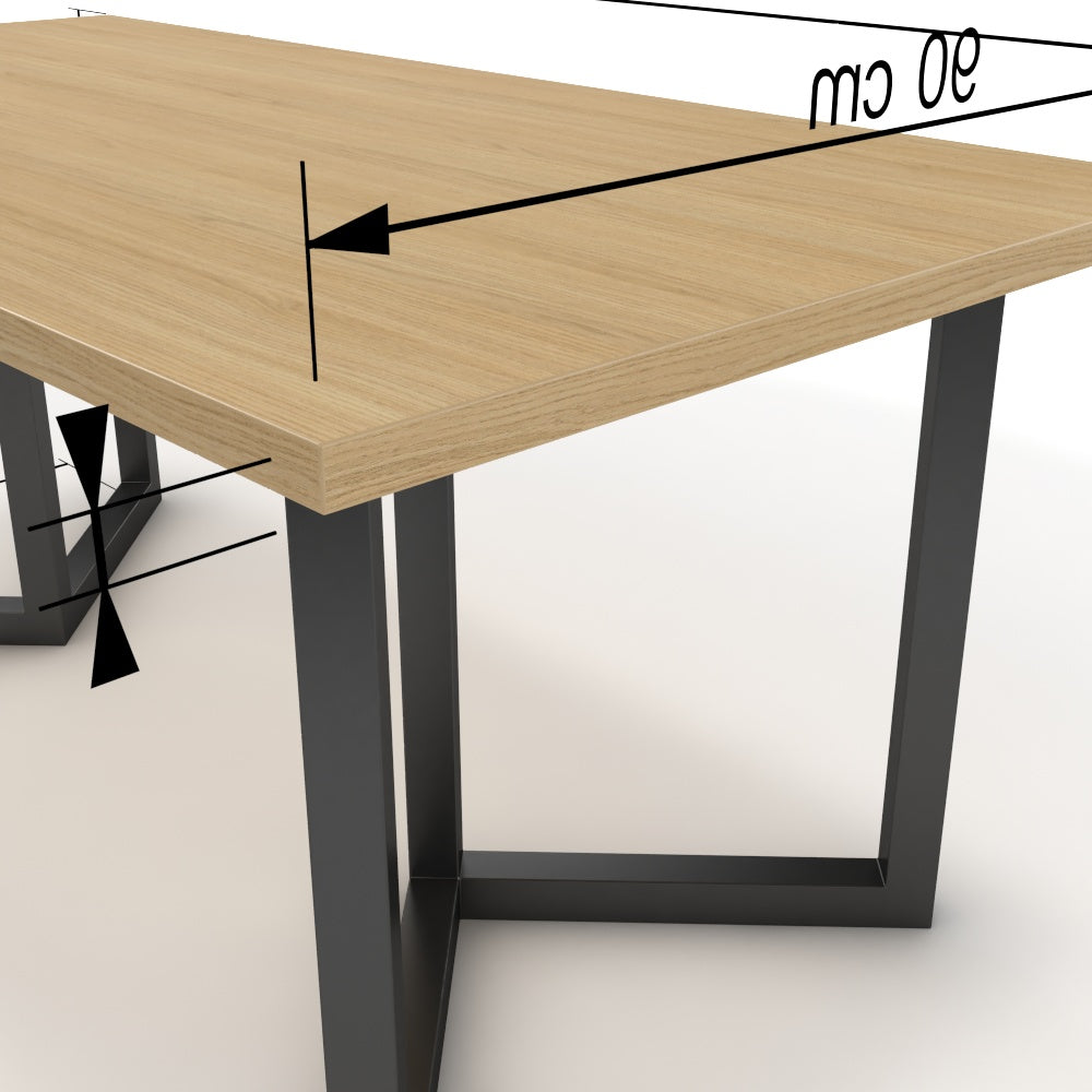 Étkezőasztal - Indra fekete lábbal - Vicenza tölgy, méret: 180x90