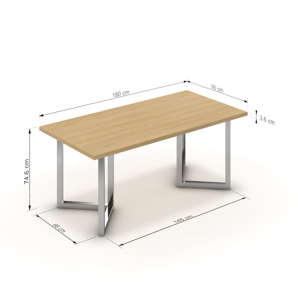 Étkezőasztal - Indra króm lábbal - Vicenza tölgy, méret: 180x90