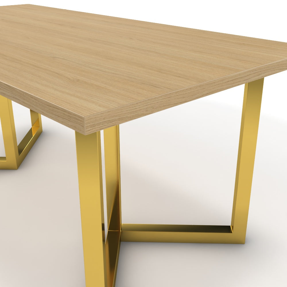 Étkezőasztal - Indra arany lábbal - Vicenza tölgy, méret: 180x90