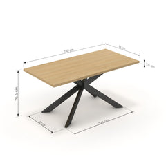 Étkezőasztal - Jama fekete lábbal - Vicenza tölgy, méret: 180x90