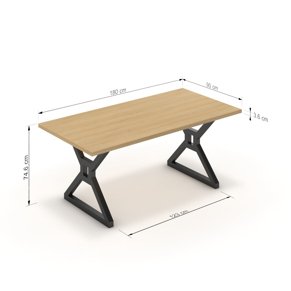 Étkezőasztal - Mandira fekete lábbal - Vicenza tölgy, méret: 180x90