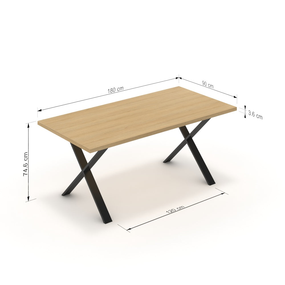 Étkezőasztal - Préma fekete lábbal - Vicenza tölgy, méret: 180x90