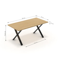 Étkezőasztal - Préma fekete lábbal - Vicenza tölgy, méret: 180x90