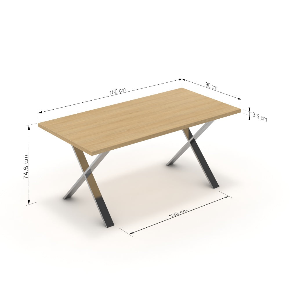 Étkezőasztal - Préma króm lábbal - Vicenza tölgy, méret: 180x90