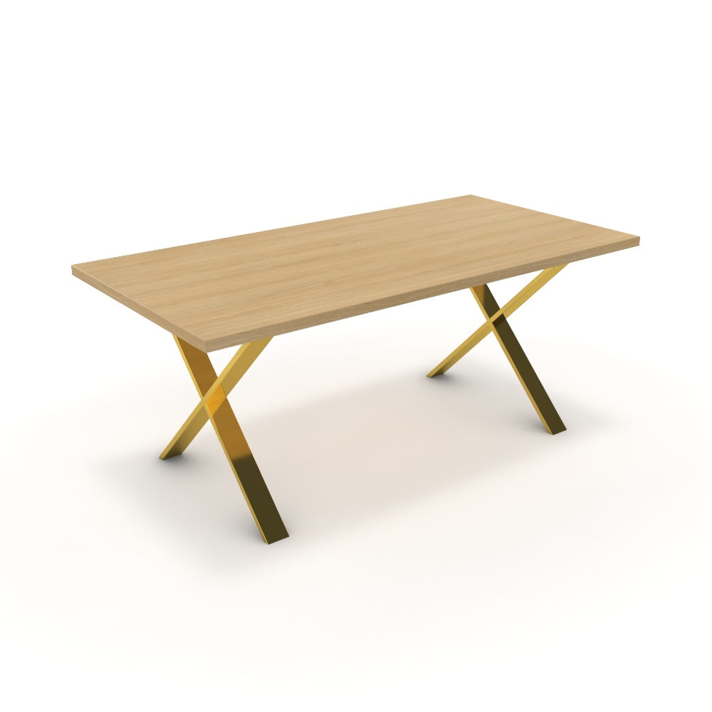 Étkezőasztal - Préma arany lábbal - Vicenza tölgy, méret: 180x90