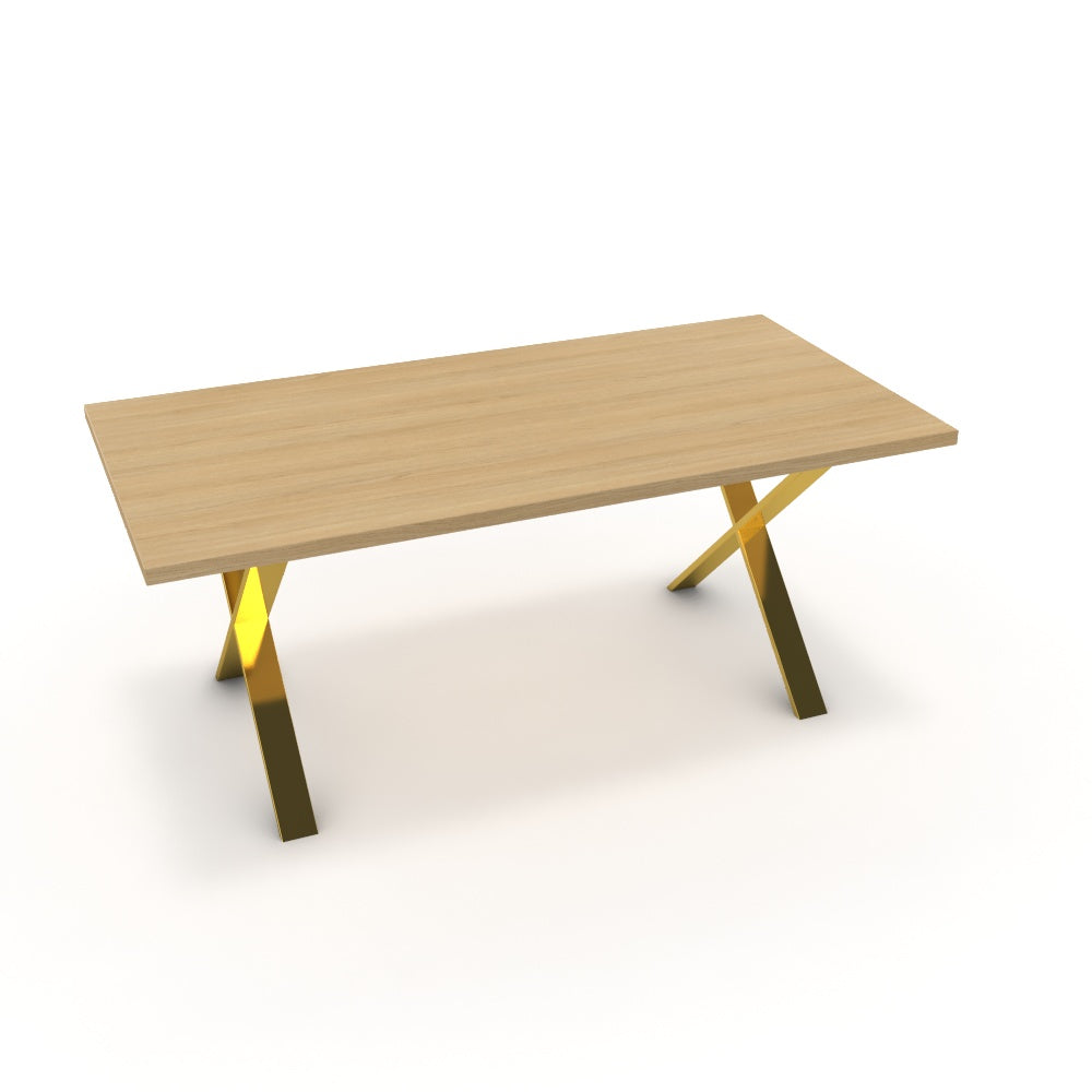 Étkezőasztal - Préma arany lábbal - Vicenza tölgy, méret: 180x90