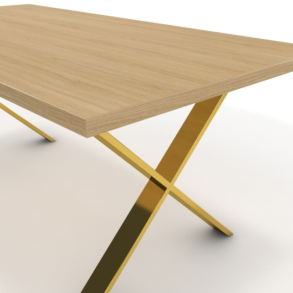 Étkezőasztal - Préma arany lábbal - Vicenza tölgy, méret: 180x90
