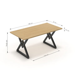 Étkezőasztal - Uttama fekete lábbal - Vicenza tölgy, méret: 180x90