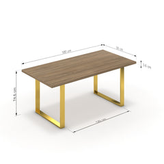 Étkezőasztal - Antara arany lábbal - Világos rauna szil, méret: 180x90