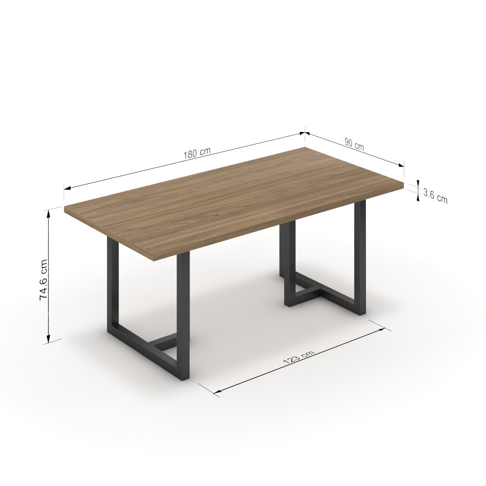 Étkezőasztal - Asara fekete lábbal - Világos rauna szil, méret: 180x90