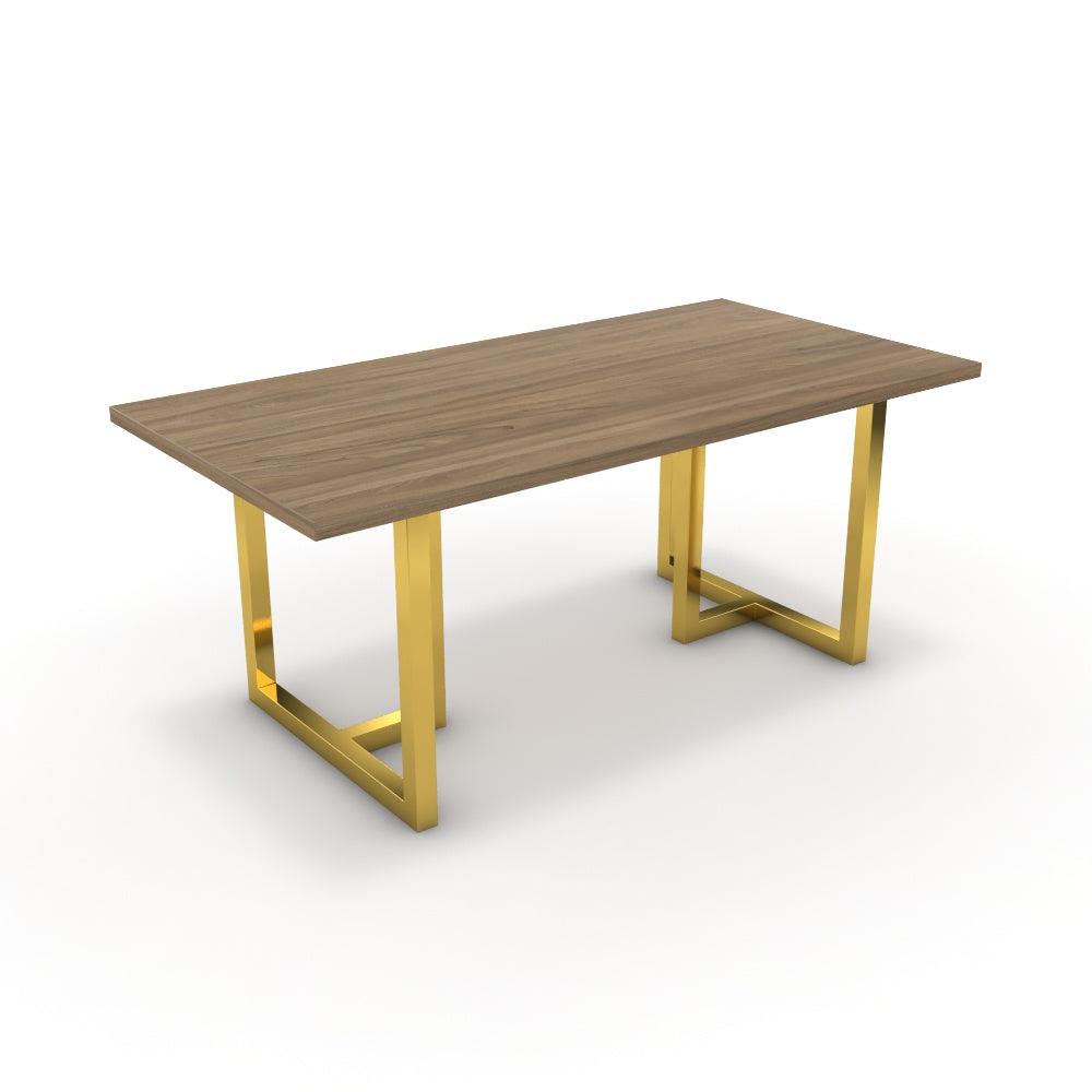 Étkezőasztal - Asara arany lábbal - Világos rauna szil, méret: 180x90