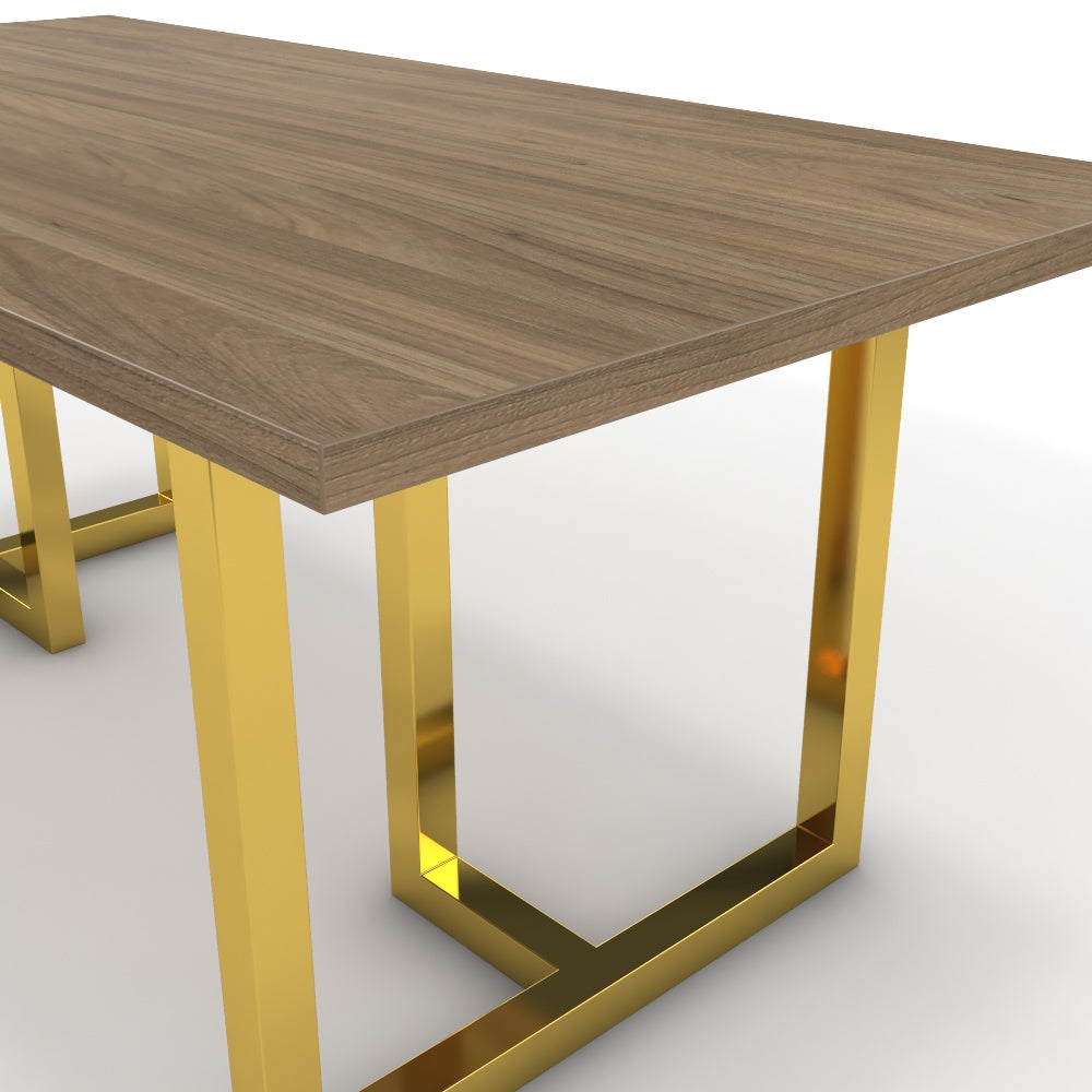 Étkezőasztal - Asara arany lábbal - Világos rauna szil, méret: 180x90