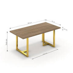 Étkezőasztal - Asara arany lábbal - Világos rauna szil, méret: 180x90