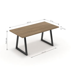 Étkezőasztal - Bala fekete lábbal - Világos rauna szil, méret: 180x90
