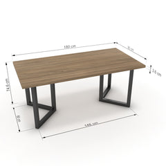 Étkezőasztal - Indra fekete lábbal - Világos rauna szil, méret: 180x90