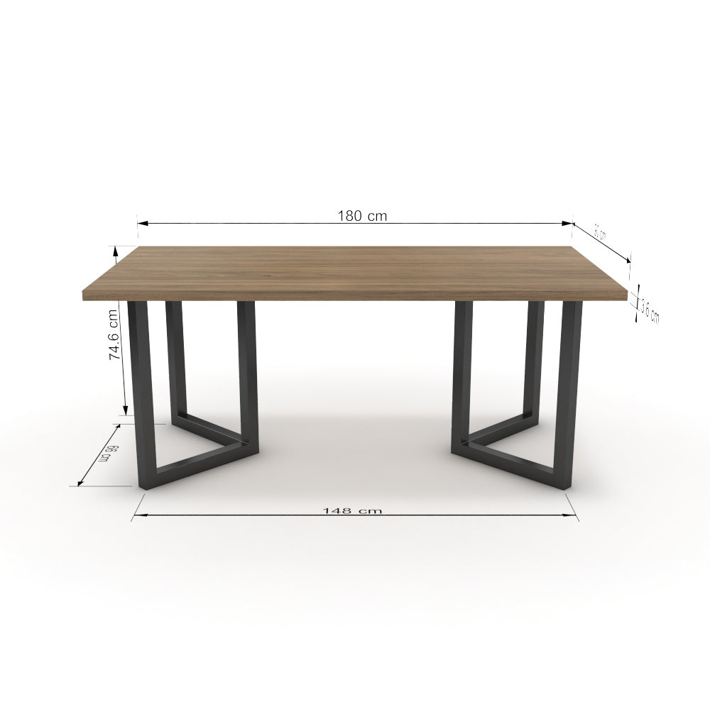Étkezőasztal - Indra fekete lábbal - Világos rauna szil, méret: 180x90