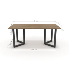 Étkezőasztal - Indra fekete lábbal - Világos rauna szil, méret: 180x90
