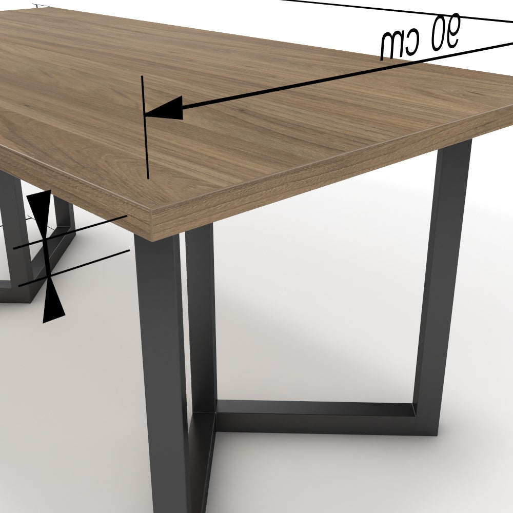 Étkezőasztal - Indra fekete lábbal - Világos rauna szil, méret: 180x90